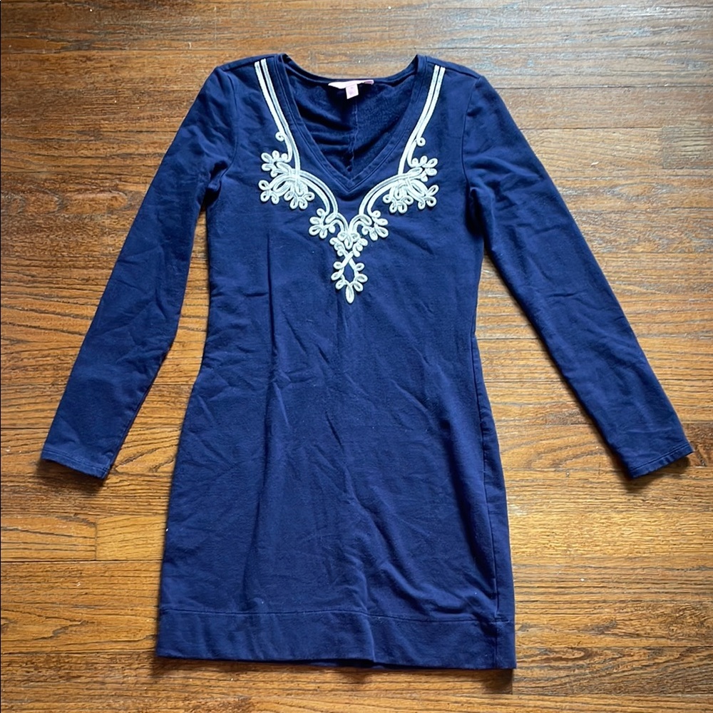 Lilly Pulitzer Marina Navy & White Embroidered Dress